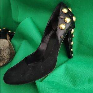 Gucci Black Heels with Gold Studs